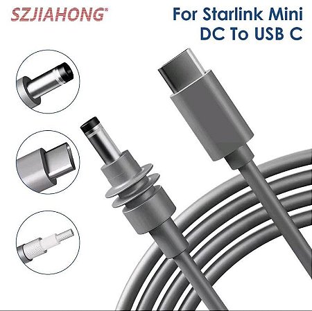 Cabo de alimentação Starlink Mini USB C para DC, 100 W