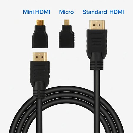 Cabo Conversor HDMi 3 em 1 Com Adaptador Micro e Mini HDMi