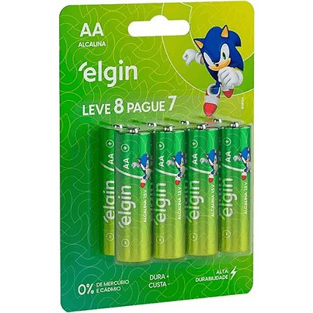 Pilha Alcalina Elgin - Pack Econômico 8 Pilhas AA