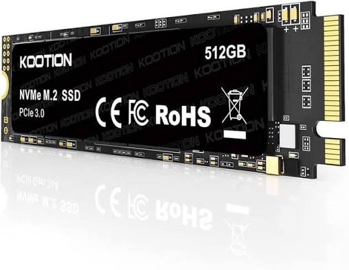 SSD NVME Kootion 512GB - Leitura: 2.100MB/s ; Gravação: 1.600MB/s