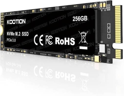 SSD NVME Kootion 256GB - Leitura: 2.100MB/s ; Gravação: 1.600MB/s