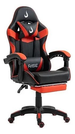 Cadeira Gamer Rise Mode Preto e Vermelho - Ângulo Ajustável, Apoio Para os Pés Retrátil