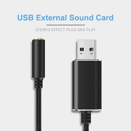 Placa de Som USB P3 - Fone e Microfone P3 para USB