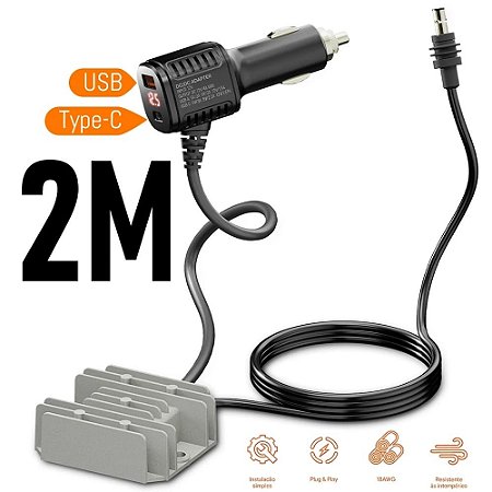 Speed Booster Cinzeiro 2 Metros com USB - Fonte Estabilizada Starlink Mini Macho