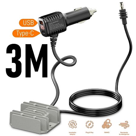 Speed Booster Cinzeiro 3 Metros com USB - Fonte Estabilizada Starlink Mini Macho