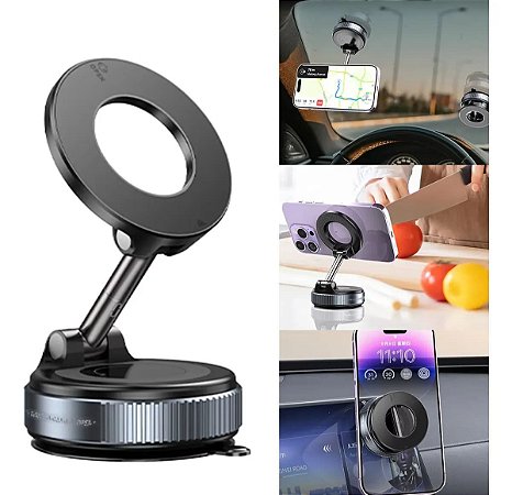 Suporte Magnetico Veicular Com Rotação e Sistema Vácuo