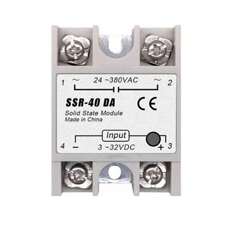 Relé Estado Sólido 40A 240VCA Entrada 3-32VDC SSR Alta Potência Automação Industrial