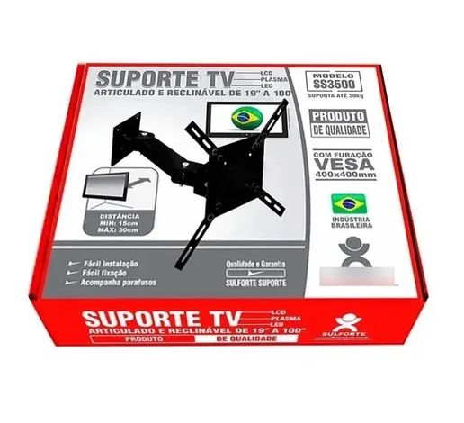 Suporte TV Articulado e Reclinável SS3500 TV DE 19" À 100" SULFORTE