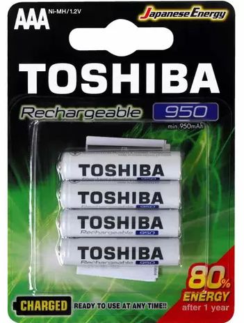 Pilha Recarregável AAA 950mAh TOSHIBA 4 Pilhas