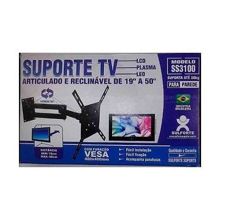 Suporte TV Articulado e Reclinável SS3100 TV DE 19" À 70" SULFORTE