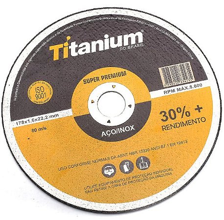 DISCO DE CORTE TITANIUM SUPER PREMIUM 8600RPM 178 x 1,6 x 22,2mm
