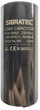 Capacitor Eletrolítico de Partida 220V 216 - 259UF SIBRATEC 8510