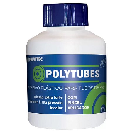 Adesivo Polytubes para Tubos de PVC 175g com Pincel Aplicador PULVITEC AA015