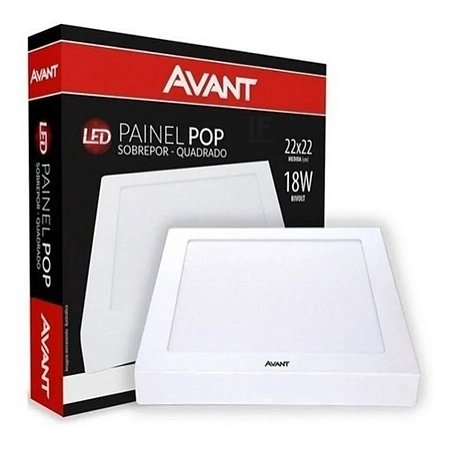 Painel POP Sobrepor 6500k 22x22 18W AVANT | Elétrica Suzuki