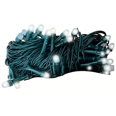KIT CORDAO 100 LED BRANCO FRIO FIXO  FIO TRANS 10MT MACHO FEMEA EXT 220V - 10 PCS