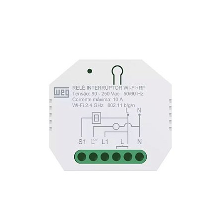 RELE INTERRUPTOR 1 CANAL BIVOLT WIFI RF SMART WEG HOME