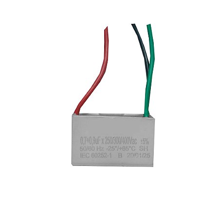 CAPACITOR VENTILADOR 07+09X400V 3FIOS QUADRADO