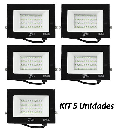 KIT 5 REFLETOR LED  50W  VERDE BIVOLT