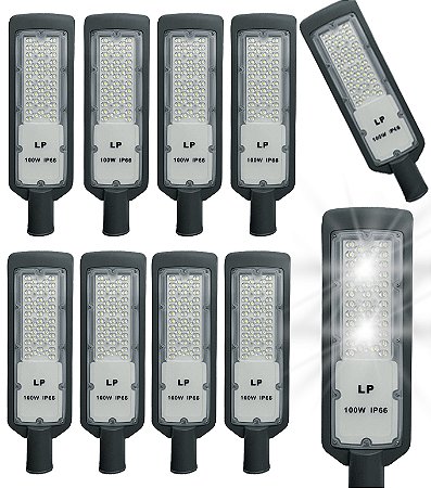 KIT 10 LUMINARIA PUBLICA 100W LED IP66