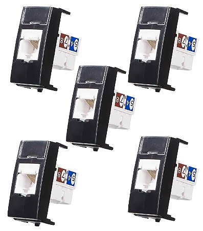 KIT 5 TOMADA INFORMATICA RJ45 CAT5E EBONY MARGIRIUS