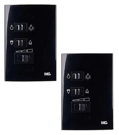 KIT 2 CONJUNTO CONTROLE VENTILADOR 3 VELOCIDADES 127V EBONY MARGIRIUS