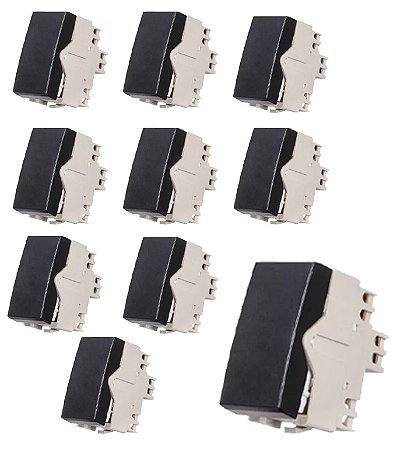 KIT 10 MODULO INTERRUPTOR SIMPLES 10A EBONY CLEAN MARGIRIUS