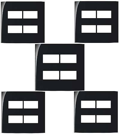 KIT5 PLACA 4X4 4 POSTOS SEPARADO C/ SUPORTE EBONY CLEAN MARGIRIUS
