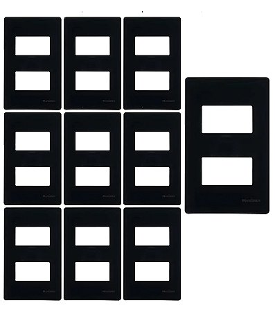 KIT10 PLACA 4X2 2 POSTOS SEPARADO C/ SUPORTE EBONY CLEAN MARGIRIUS
