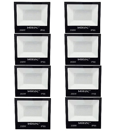 KIT 8 REFLETOR LED 200W 6500K BIVOL HITEC