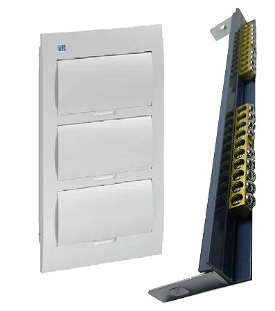 KIT QUADRO+ BARRAMENTO DISTRIBUIÇÃO EMBUTI BR 36 DISJUN WEG