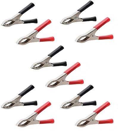 5 PAR GARRA JACARE 20A 73MM PRETO VERMELHO