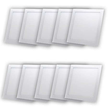 KIT 10 PLAFON  PAINEL LED 18W EMBUTIR QUADRADO 22X22 6500K AVANT