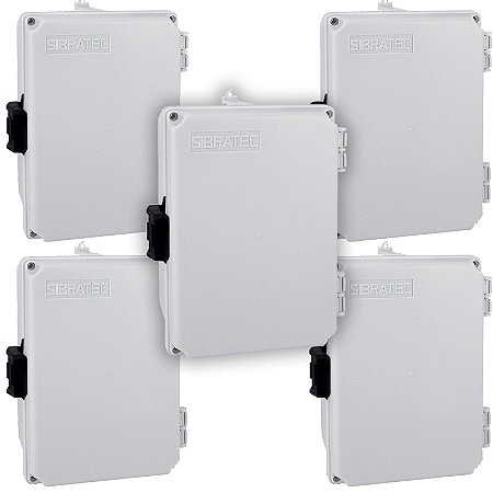 KIT 5 CAIXA PLASTICA  C20-14-10CM PQ C/ FECHO BAIXA SIBRATEC