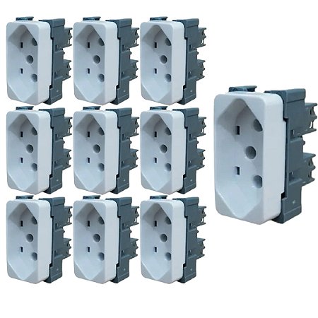 KIT 10 MODULO TOMADA 2P T 10A-250V BR B3 MARGIRIUS