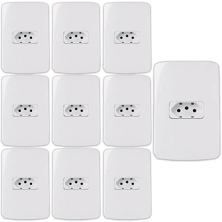 10 CONJUNTO TOMADA  2P T 10A-250V BRANCA B3 MARGIRUS