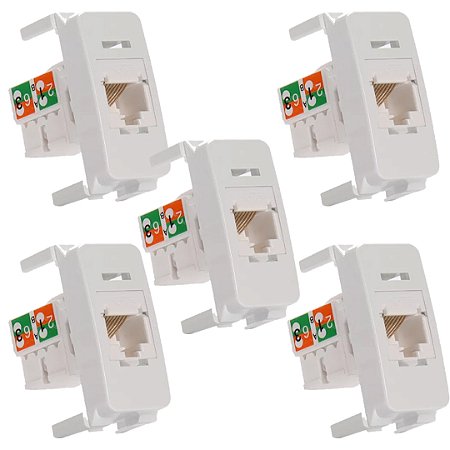KIT 5 MODULO TOMADA INFORMATICA RJ45 CAT5E BR B3 - MARGIURUS