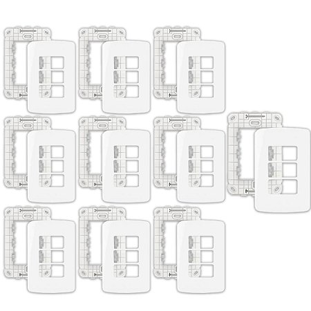 KIT 10 PLACA 4X2 3 POSTOS HORIZ BR COM SUPORTE B3 -MARGIRUS