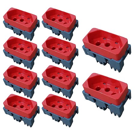 KIT 10 MODULO TOMADA PADRAO BRASILEIRO 2P T 20A-250V VERMELHO B3 MARGIRUS