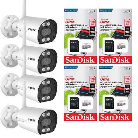 KIT 4 CAMERA  IP WI FI 1080P  9520 + 4 CARTAO MEMORIA 128 TWG