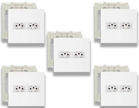 KIT 5 PLACA 4X4 2 POST C/ SUP SLEEK+10 MODUL TOMADA 2P T 10A