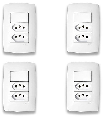 KIT 4 CONJUNTO INTERRUPTOR 10A + 2TOM 2P T 10A  SLEEK MARG