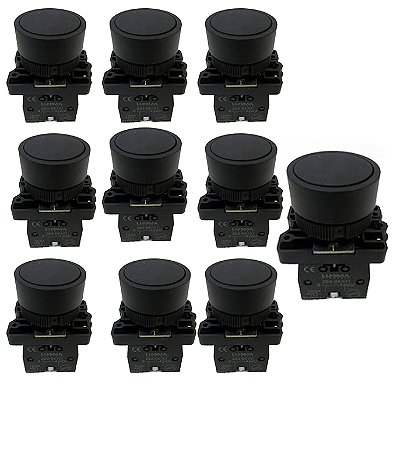 KIT 10 BOTÃO PULSO PLASTICO LK2-EA21 (PRETO) 1NA LUKMA