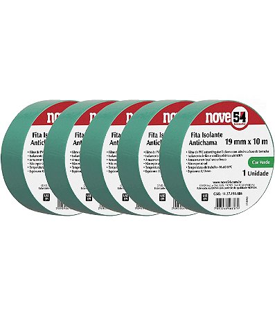 KIT 5 FITA ISOLANTE 19MMX10M VERDE 954