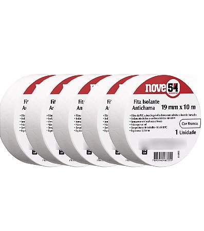 KIT 5 FITA ISOLANTE 19MMX10M BRANCA 954