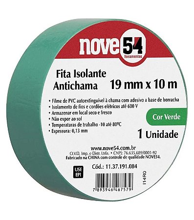 FITA ISOLANTE 19MMX10M VERDE 954