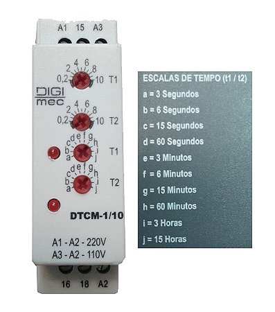 RELE TEMPO CICLICO MULT DTCM 1/10 110 220VCA PST DIGIMEC