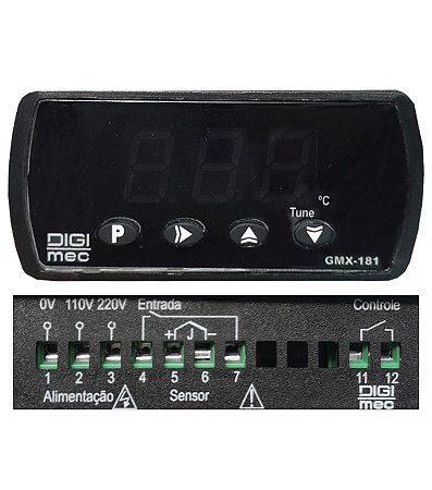 CONTROLADOR TEMPO TEMPERATURA GMX 181 110-220VCA NC DIGIMEC