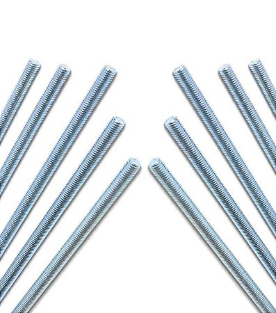KIT 10 BARRA ROSCADA 1/4" X 1METRO  ZINCADA