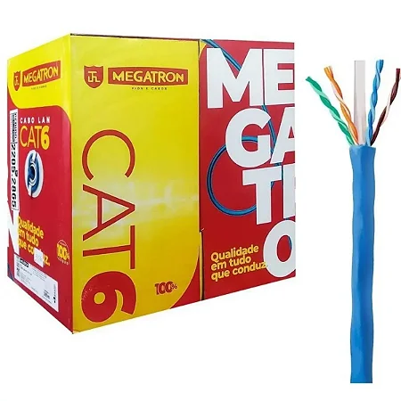 CABO LAN REDE  4P CAT6 100%COBRE AZUL ANATEL 100MT MEGATRON