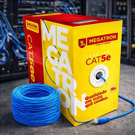 CABO LAN REDE CAT5E 100% COBRE AZUL ANATEL 305 MT MEGATRON